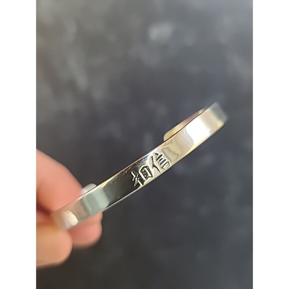 Thailand 925 Sterling Silver Believe Cuff Bracelet Vintage - Picture 1 of 10